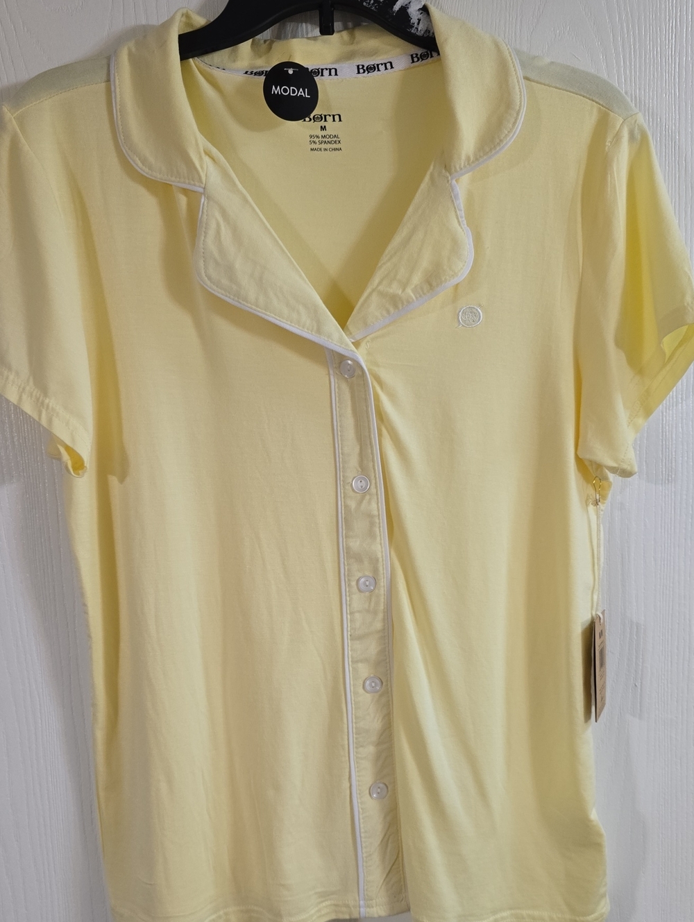 Born Pale Yellow Short-Sleeve Button-Front Top